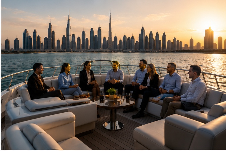 Networking executivo em iate em Dubai